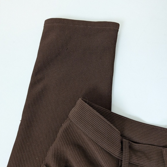 90s Ribbed Brown Pants Skinny Leg Bootcut Ultra High Waist - Picture 5 of 8
